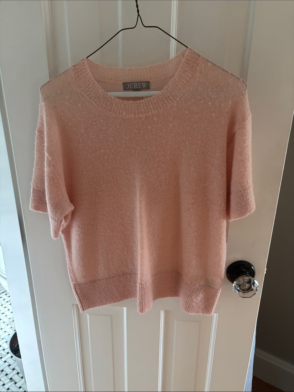 J. Crew Light Pink Short-Sleeve Crewneck Sweater